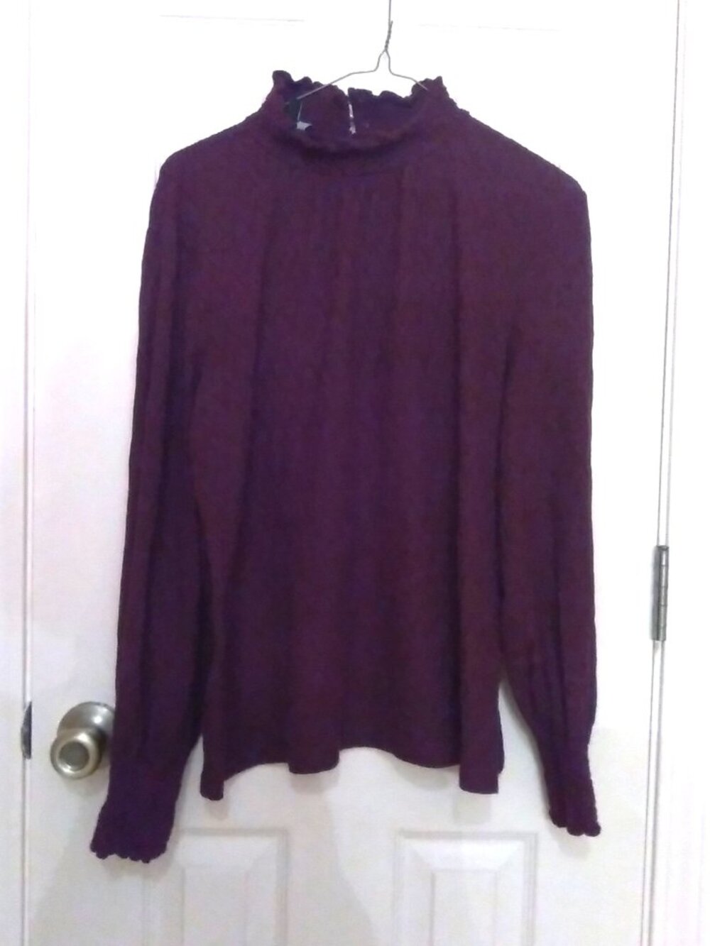 Talbots Petite Lace Ruffled Neck Top